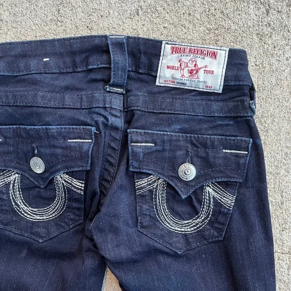True Religion Skinny Jeans Dark Wash Denim Size 24 - Picture 4 of 6